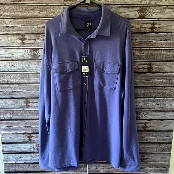 Other - GAP Men's Long-Sleeved Knit Button-Down Shirt Size XXL Purple NWT